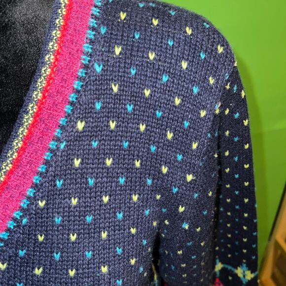 Marsh Landing Granny Knit Cottage Navy Pink Women's Cardigan M Vintage Grandma - Picture 8 of 16